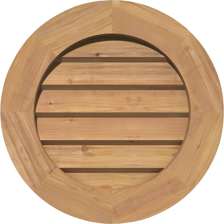 Round Gable Vent Non-Functional, Western Red Cedar Gable Vent W/ Decorative Face Frame, 30W X 30H